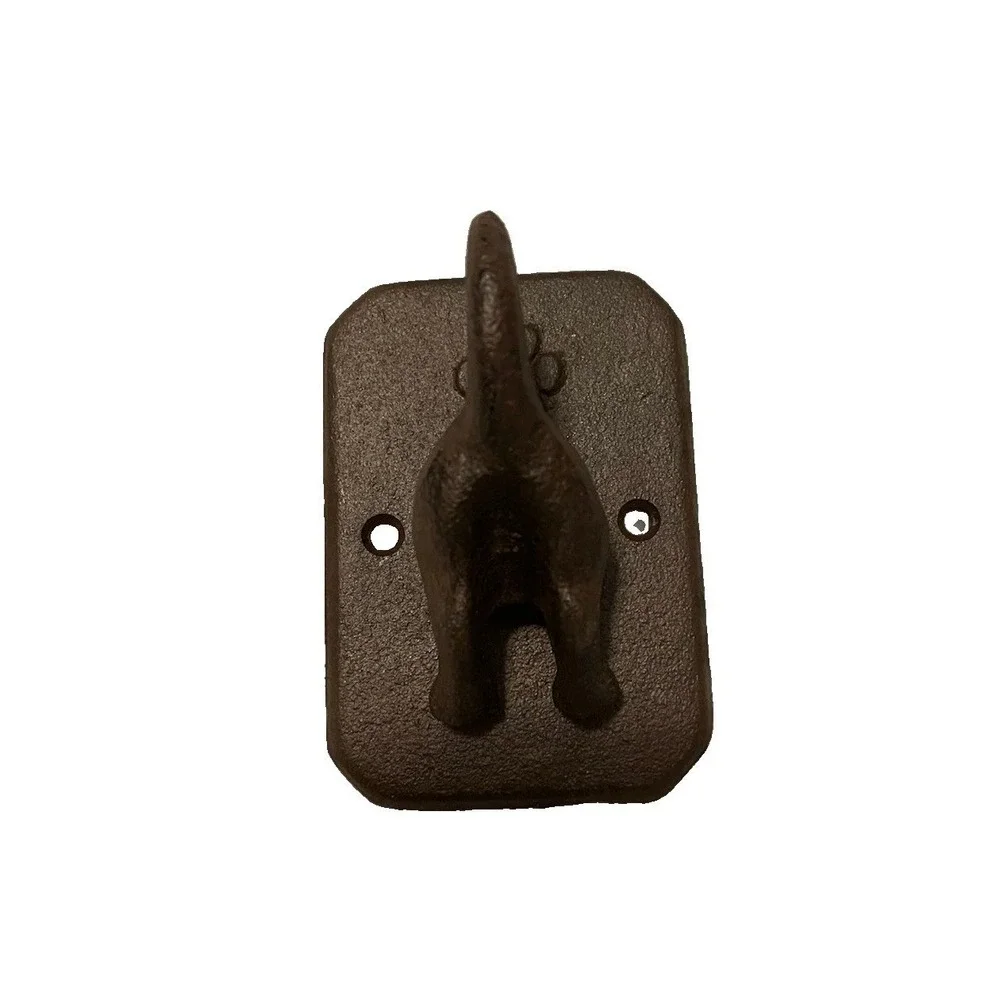 Cast Iron Dog Tail Wall Hook Paw Print Rustic Farmhouse Leash Key Coat Hanger
